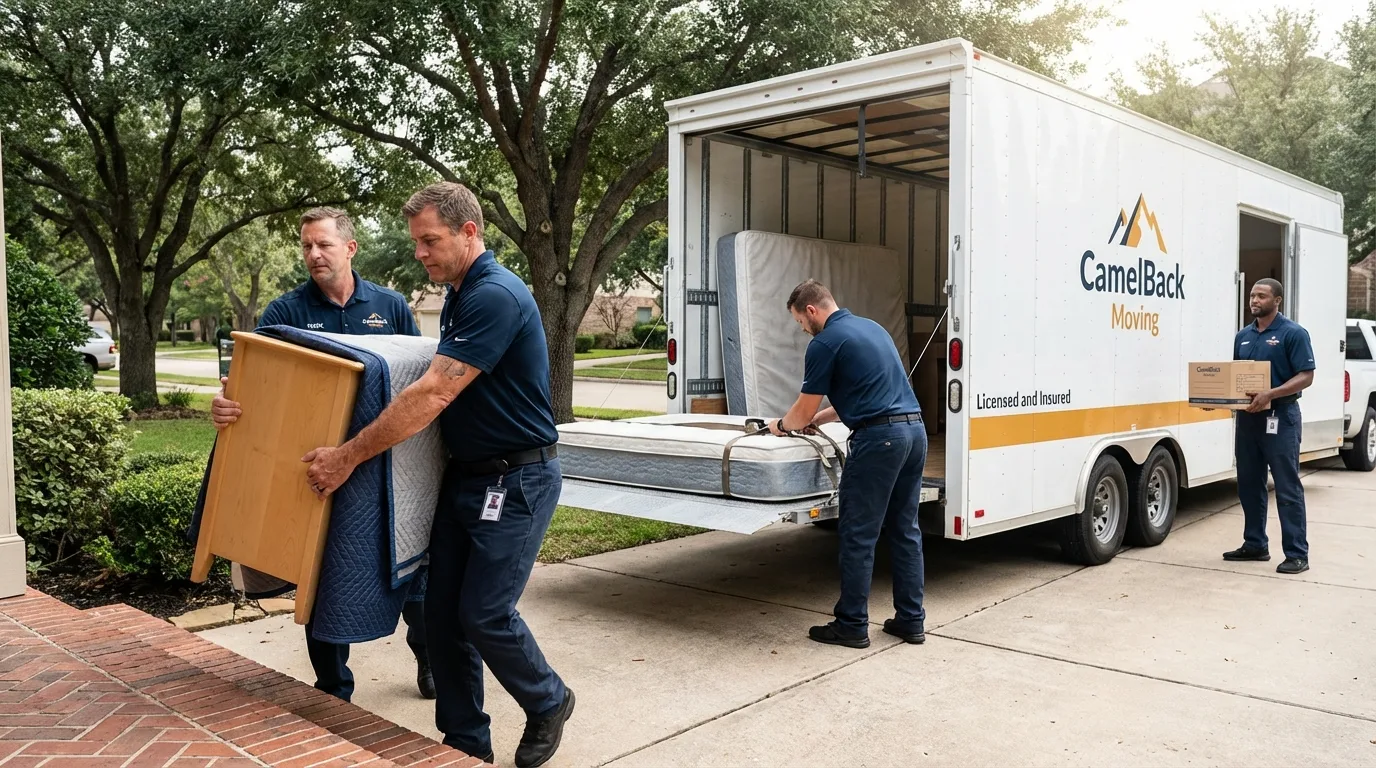 Crew loading residential truck for cross-state move from Columbus, MS
